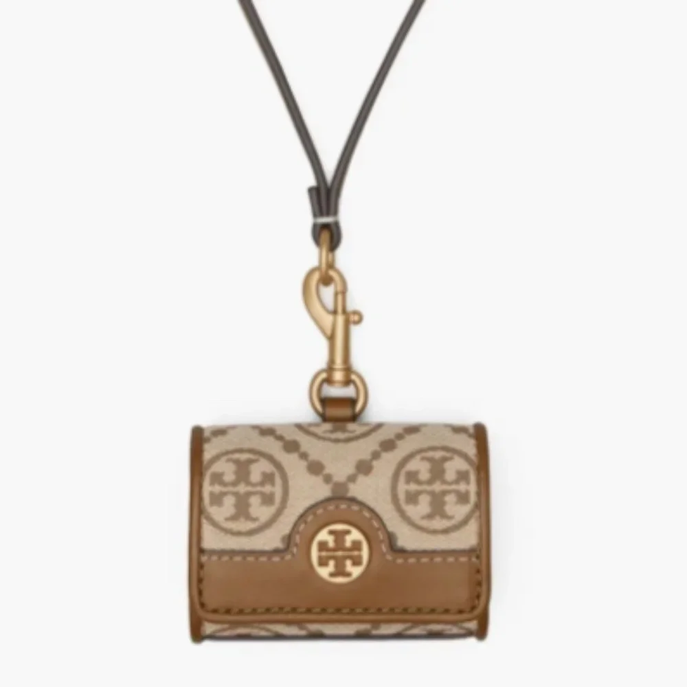 NWT Tory Burch New Hazelnut T Monogram Jacquard Apple AirPods Case
